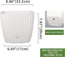 Dexceder 9x8 Self Watering Planter Indoor Outdoor, Inner Mat Design, Thickened Table Flower Plant Pot with Water Level Indicator (Ivory White Rattan) by GreenHaven Gardens