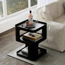 Side Table,Modern end Table,Unique nightstand,Bedside Table,Black Metal Night Stand with Storage,Accent Side Table for Couch,Bedroom,Living Room.No Assembly Required by CozyNest Decor