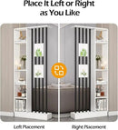 Wall Room Divider, Storage Cabinet Storage Display with Shelves, Modern Freestanding Wood Room Divider Screen, Wall Privacy Screens for Home Decorative (White+Black,35.4" L x 9.5" W x 79.5" H) by CozyNest Decor