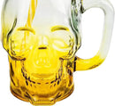 Halloween Cups Set of 4 - Yellow Skull Glass Drinking Jar with Lids and Straws - Halloween Decor, Drinking Glasses 16 oz by CozyNest Decor