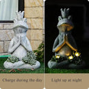 Large Garden Statue Yoga Frog Sustainable Eco-Friendly Solar Lights with LED Sustainability Sculpture Courtyard Balcony Home Decoration（20" Tall by GreenHaven Gardens