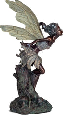 Lovely Kissing Fairy Bronze Tone 19.75 Inches Polyresin Outdoor Garden Statue by GreenHaven Gardens