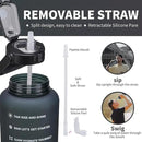 64oz,100oz,128oz Large Motivational Water Bottle with Time Marker, Leakproof & BPA Free Half Gallon Big Water Bottle with Straw Handle Tritan Frosted Water Jug for Gym,Fitness,Outdoor Sports by CozyNest Decor