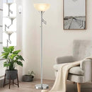 Floor Lamps for Living Room Silver, 70" Tall Standing Lamp with Glass Shade, Bedroom Floor Lamp with 350°Adjustable Swing Arm Lamp, Pole lamp for Bedroom, Living Room, Office, Bulbs Included by CozyNest Decor