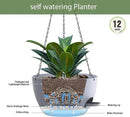 12 Inch Hanging Baskets 2 PC with Chains, Self-Watering Hanging Planters for Indoor Outdoor Plants, Plastic Hanging Flower Pots,Speckled Grey by CozyNest Decor