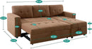 Naomi Home L-Shaped Reversible Sectional Sofa with Pull-Out Sleeper Bed and Storage Chaise, Caramel Air Leather by CozyNest Decor