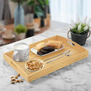 Bamboo Serving Tray Set of 2 Elegant for Coffee, Eating or Decor - Large and Small Rectangle Serving Trays with Handles - Wood Serving Tray Suitable for Home, Kitchen and Outdoor by CozyNest Decor