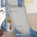 YUFU 5 in 1 Toddler Slide, Kids Slide with Climber, Basketball Hoop and Ball, Outdoor Indoor Playset for Toddlers Age 1-3 (Blue+Gray) by TinyTreasures Baby Boutique