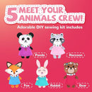 Cymbana Kid Sewing Craft Kit to Make a Friend for Beginner Felt Craft Learn to Sew, Panda Fox Bunny Raccoon Bear 5 Animals by TinyTreasures Baby Boutique