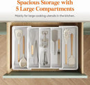 Lifewit Utensil Organizer for Kitchen Drawers, Expandable from 13‘’ to 22.4'', 15'' Depth, Plastic Cutlery Silverware Flatware Holder, Spatula Tools and Gadgets Storage, Large, White by CozyNest Decor