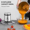 LINKChef Food Chopper, 8 Cup Food Processor Mini Electric, 2L 600W Meat Grinder with 4 Bi-Level Blades, Stainless Steel Mincer for Kitchen, Vegetable, Onion, Garlic, Salad, Baby Food, Fruit, Nuts by TinyTreasures Baby Boutique