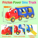 Toddler Car Toy for 2 3 4 5 Years Old, Dinosaur Transport Carrier Truck with 4 Pack Small Pull Back Dino Car, Friction Power Vehicle Christmas Birthday Gift for 18M+ Kids Boys Girls by TinyTreasures Baby Boutique