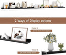 Floating Picture Ledge Shelves for Wall Set of 2, 95 Inches Picture Ledge Shelf with Long Large Nursery Book Shelf for Toys Storage Kids Bookshelf Wall Mounted Living Room Bedroom Decor Frames, Black by TinyTreasures Baby Boutique