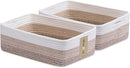 Large Shallow Organizing Baskets 15x11x5.1 Inches - Rope Woven Storage Bins for Bathroom, Shelves, Cube Closet, Gradient Brown 2 Packs by CozyNest Decor