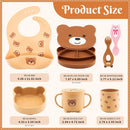 Silicone Baby Feeding Set 7 Pcs, Baby Led Weaning Supplies, Baby Feeding Supplies Set BPA Free, Baby Essentials for Newborn Gift Bear by TinyTreasures Baby Boutique