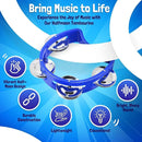Flexzion Tambourine Hand Bell Percussion Musical Instruments (Blue, 2 Pack), Plastic Music Instrument Half Moon Mini D Handheld Shaker, Jingle Bells by TinyTreasures Baby Boutique