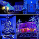 YEGUO 4 Pack Blue Solar Fairy Lights Outdoor Waterproof, Each 100 LED 33ft String Lights, 8 Modes Twinkle Lights by GreenHaven Gardens