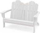 SERWALL Folding Adirondack Bench, HDPE All-Weather Adirondack Loveseat, 660 lbs Capacity, Foldable Outdoor Patio Bench for Deck, Lawn, Garden, White by GreenHaven Gardens