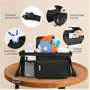 Universal Stroller Organizer with Insulated Cup Holder, Detachable Phone Bag, Shoulder Strap – Fits All Stroller Types, Keeps Drinks Hot/Cold (Black) by TinyTreasures Baby Boutique