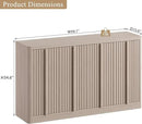 Fluted Buffet Cabinet with Storage, 120" Sideboard Buffet Storage Cabinet with 8 Doors & Solid Wood Handle, Coffee Bar Wood Credenza Cabinet for Kitchen, Dining Room, Living Room, Natural Oak(2PCS) by CozyNest Decor