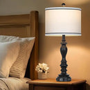 27.5" Farmhouse Table Lamp for Living Room, Black Lamps Set of 2 with USB A+C Ports, Mid Century Tall Table Lamp for Bedroom, Bedside Lamps for Night Stands(2 Bulbs Included) by CozyNest Decor