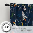 Kids Space Rocket Blackout Curtains - 100% Blackout, Thermal Insulated, Noise Reducing, Perfect for Kids Room and Nursery, 2 Panels (Future Explorer Rockets, W52×L84) by TinyTreasures Baby Boutique