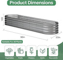 Galvanized Raised Garden Bed Kit, Galvanized Planter Garden Boxes Outdoor, Oval Large Metal for Vegetables,Flower,8x1.8x1FT by GreenHaven Gardens