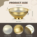 Norme 7 Quart Stainless Steel Gold Colander and 3 Pcs Gold Fine Mesh Strainer, Stainless Steel Pasta Rice Food Metal Strainer with Handles, Easy Clean and Dishwasher Safe by CozyNest Decor
