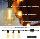 75FT Outdoor String Lights Waterproof with 50+4 Bulbs (1.5FT Bulbs Spacing), Remote & Dimmer, Commercial Patio String Lights with 3 Mode Light & Timing, 100PC Mounting Ties for Outside by CozyNest Decor