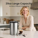 Veken Coffee Canister, 39OZ Large, Airtight Stainless Steel Food Storage Container for 2.2lbs Coffee Beans, Ground, Sugar, Tea, Flour, Rice, Cereal, Cookies Jars, Bar Accessories & Gifts, Silver by CozyNest Decor