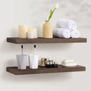 Axeman Floating Shelves for Wall, 24''W x 8'' D Rustic Solid Elm Wood Shelves for Storage, Wall Mounted Display Shelving with Invisible Heavy-Duty Metal Bracket (Walnut, 2PCs) by CozyNest Decor