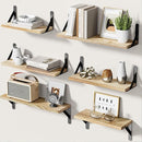 AMADA HOMEFURNISHING Wall Shelves Set of 6, Rustic Farmhouse Style, Wood Floating Shelves for Wall Decor, Bathroom & Bedroom Storage, Living Room Book Shelves, 6pcs by TinyTreasures Baby Boutique