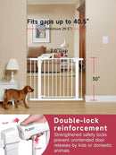 Baby Gate for Stairs, 29.5-40.5" Dog Gate for Doorways, Walk Thru Auto Close Metal Child Gate for The House, Stairs and Doorways, Pressure Mounted Pet Gate for Dog Indoor (White) by TinyTreasures Baby Boutique