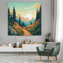 HZOHNAGO Mountain Tapestry Forest Mountain Sunrise Road Pattern Printed Wall Tapestry Wall Hanging for Bedroom Living Room Dorm 60" W x 60" H by CozyNest Decor