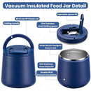 20oz Insulated Vacuum Food Jar with Buckle Lid,Soup Thermo for Hot Food Kids,Wide Mouth Leakproof Stainless Steel Lunch Container with Spoon-Blue by TinyTreasures Baby Boutique
