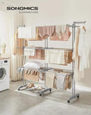 SONGMICS Clothes Drying Rack 4-Tier, Foldable Laundry Drying Rack 69.9-Inch Tall, Extendable Rods, Stainless Steel, Rolling Clothes Horses, Clothes Airer, Indoor Outdoor Use, Dove Gray ULLR704G01 by CozyNest Decor