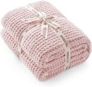 Snuggle Sac Pink Waffle Throw Blanket for Couch Bed Sofa 60x80 inches, Reversible Pink Blanket Microfiber Fluffy Fuzzy Cozy Knit Twin Blanket for Women Mothers Birthday Gifts by CozyNest Decor