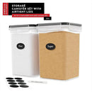 DWËLLZA KITCHEN Large Flour Sugar Storage Containers Set of 2; 175 FL. oz - 5.2L Plastic Airtight Food Storage Containers with Lids for Kitchen Pantry Organization - Food Containers, Labels & Marker by CozyNest Decor
