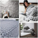 Chunky Knit Blanket Soft Handmade Knitting Throw for Bedroom Sofa Decor Super(Light Gray 40"x40") by CozyNest Decor