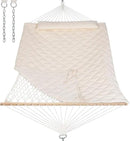 ANOW Outdoor Rope Hammock with Spreader Bars, Heavy Duty Hammock with Pad for Outdoors, 450 LBS Weight Capacity, Cream by GreenHaven Gardens