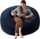 Bean Bag Chair 4Ft, Memory Foam Filled, Large Beanbag Chairs for Adults and Teens, Soft Sofa with Removable Flannel Cover, Round Couch for Living Room Bedroom College Dorm (Blue, 4FT-47×47"×24") by CozyNest Decor