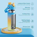 Insulated Water Bottle with Straw Stainless Steel Water Bottle, Leak-Proof, BPA-Free, Double Wall Vacuum Keeps Cold for 24 Hours for Sports, Travel, School (18 oz, Sunny Breeze) by CozyNest Decor