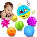 Sensory Balls - Montessori Toys, Multiple Textures Toddler Sensory Toys for Babies 1-3, Hand Catching Baby Balls, Blue Rattle 3-6 Months by TinyTreasures Baby Boutique