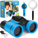 Binoculars for Kids, Kids Binoculars Toys for 3 4 5 6 7 8 Years Boys and Girls, Set with Magnifying Glass & Compass - Birthday Gifts Outdoor Toy for Kid Ages 3-8 Toddler Camping (Blue) by TinyTreasures Baby Boutique