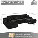Modular Sectional Sofa Cloud Sectional Couch, 135" Comfy Fluffy U Shaped Black Couches for Living Room, Deep Seat Memory Foam Plush Corduroy Boneless Couch Sectionals with Right Facing Chaise Sofa by CozyNest Decor