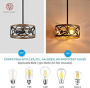 XINGQI Black Ceiling Light Adjustable Height Chandelier Modern Farmhouse Pendant Lighting Fixture Wood Grain Metal 13" Rustic Round Lights for Dining Room Kitchen Bedroom Entryway by CozyNest Decor
