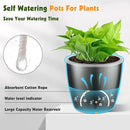 Self Watering Pots for Indoor Plants, 6-Pack 5'' Self Watering Planter with Drainage Holes, Small African Violet Pots with Water Indicator, Clear Wick Orchid Pot, Grey by CozyNest Decor