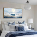 amatop Large Framed Wall Art Bedroom Living Room Decor Blue Boat Moonlight Coastal Seascape Picture Landscape Decorative Canvas Print Tranquil Night Ocean Lake Scene Artwork Nautical Wall Decor 48x24 by CozyNest Decor