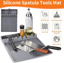 Griddle Mat Barbeque Grill Accessories Tools for Blackstone, Side Shelf Mat Grill Pad for Outdoor Grill Kitchen Counter Spatula Silicone Mat with Drip Pad for Kitchen, Cooking, Countertop (Grey) by GreenHaven Gardens