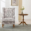 Mid-Century Accent Chair, Upholstered Arm Chair Linen Fabric Side Chair with High Back Solid Wooden Legs, Comfy Reading Chair for Living Room Bedroom, Floral Pattern by CozyNest Decor